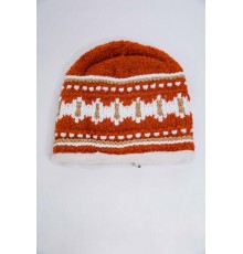 Дитяча шапка, теракотового кольору з узором, 167R7781