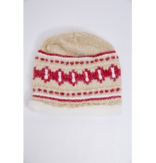 Дитяча шапка, бежево-червоного кольору з узором, 167R7781
