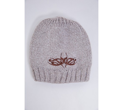 Дитяча шапка, бежево-коричневого кольору з вишивкою, 167R7778-1