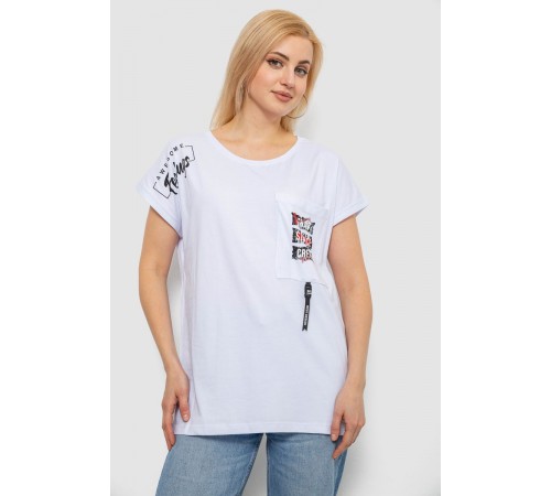 Футболка жіноча з принтом, колір білий, 244R2413