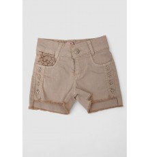 Шорти джинсові для дівчинки, колір темно-бежевий, 247R10036