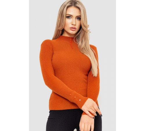 Водолазка жіноча в рубчик, колір теракотовий, 204R044