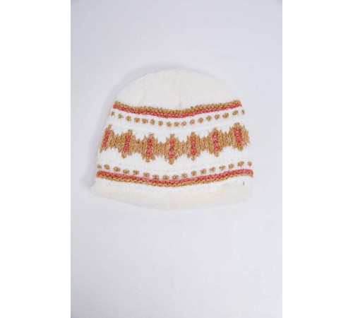 Дитяча шапка, молочно-бежевого кольору з узором, 167R7781