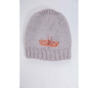 Дитяча шапка, бежево-теракотового кольору з вишивкою, 167R7778-1