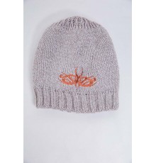 Дитяча шапка, бежево-теракотового кольору з вишивкою, 167R7778-1