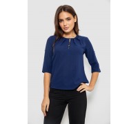 Блуза однотонна, колір синій, 230R1121-8