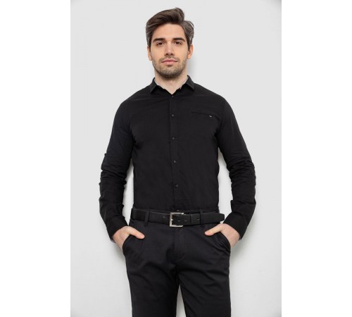 Сорочка чоловіча однотонна, колір чорний, 186R2072