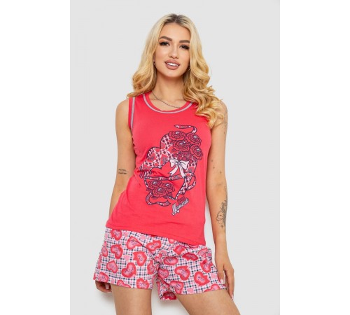 Піжама жіноча, колір червоний, 243R03674