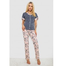 Піжама жіноча з принтом, колір сірий, 243R7100