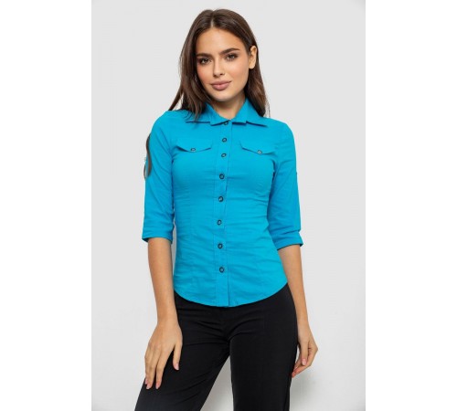 Рубашка женская однотонная, цвет голубой, 230R068-5