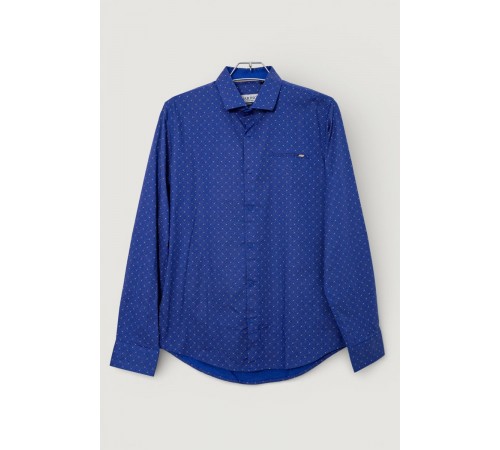 Сорочка чоловіча однотонна з принтом, колір електрик, 186R2008