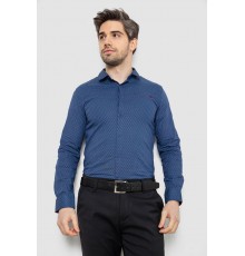Сорочка чоловіча однотонна з принтом, колір синій, 186R2011 Сорочка чоловіча однотонна з принтом, колір синій, 186R2011