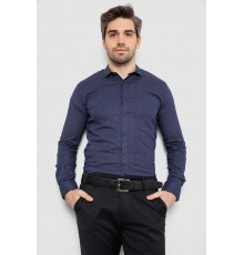 Сорочка чоловіча однотонна з принтом, колір темно-синій, 186R2097