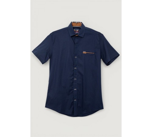 Мужская рубашка однотонная, цвет темно-синий, 186R7008