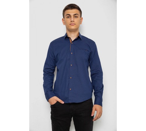 Сорочка чоловіча з принтом, колір синій, 214R7045