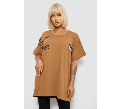 Футболка женская с принтом, цвет коричневый, 244R2511