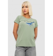Футболка женская с принтом, цвет оливковый, 244R1006