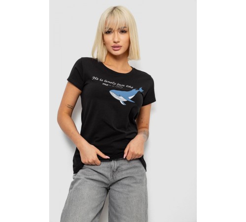 Футболка женская с принтом, цвет черный, 244R1006