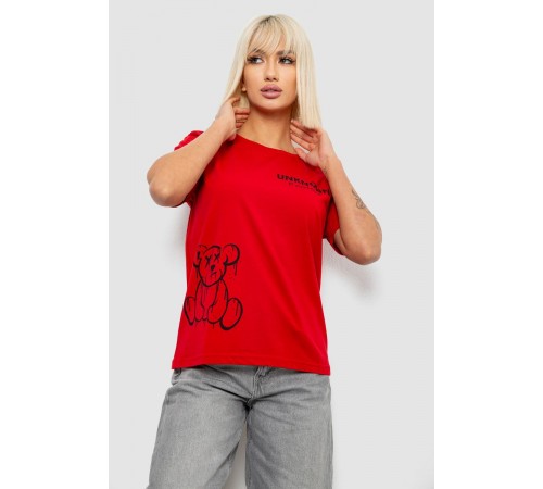 Футболка женская с принтом, цвет красный, 244R2001-5