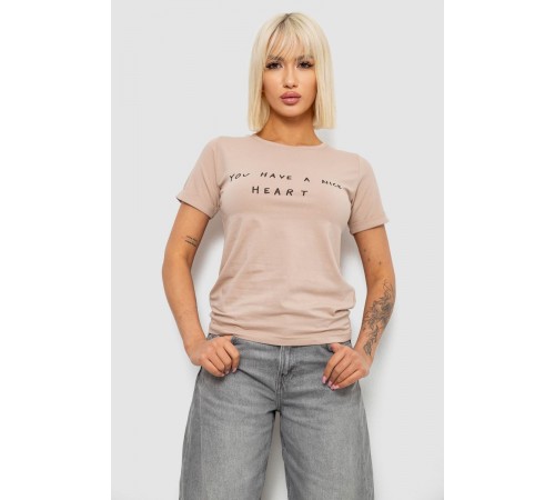 Футболка женская с принтом, цвет бежевый, 244R2002