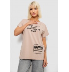 Футболка женская с принтом, цвет мокко, 244R2004