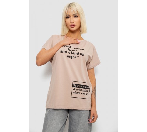 Футболка женская с принтом, цвет мокко, 244R2004