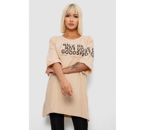 Футболка женская с принтом, цвет бежевый, 244R2007