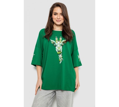 Футболка жіноча з принтом, колір зелений, 244R2012