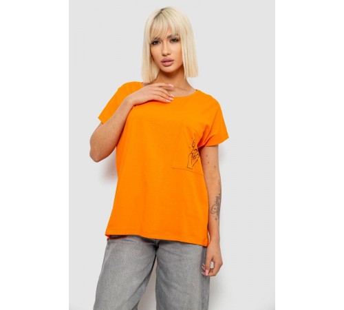 Футболка женская с принтом, цвет оранжевый, 244R2013-11