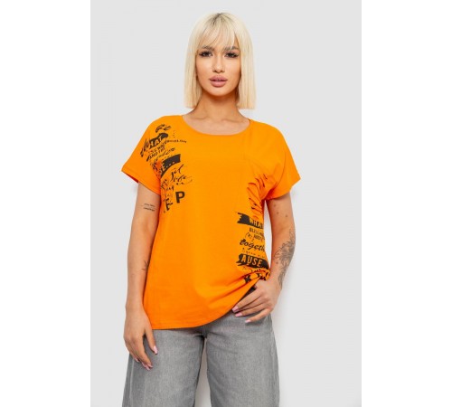 Футболка женская с принтом, цвет оранжевый, 244R2013-5
