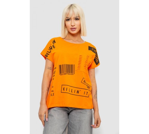 Футболка женская с принтом, цвет оранжевый, 244R2013-8