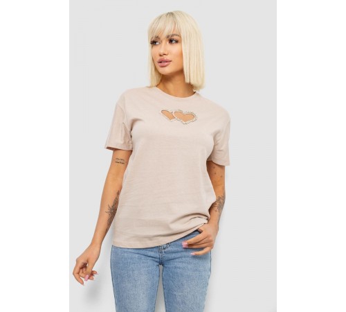 Футболка женская с принтом, цвет бежевый, 244R2802