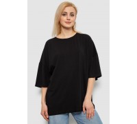 Футболка жіноча однотонна, колір чорний, 244R2023