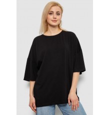 Футболка женская однотонная, цвет черный, 244R2023