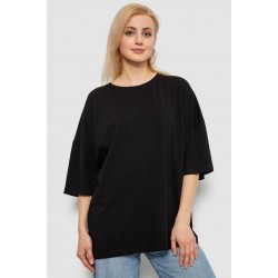 Футболка женская однотонная, цвет черный, 244R2023