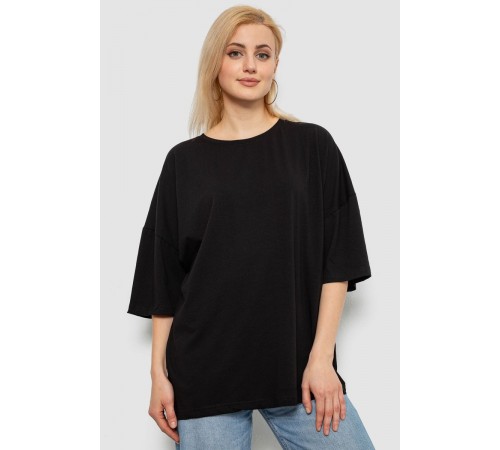 Футболка женская однотонная, цвет черный, 244R2023