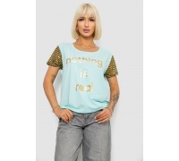 Футболка женская с принтом, цвет мятный, 244R2047