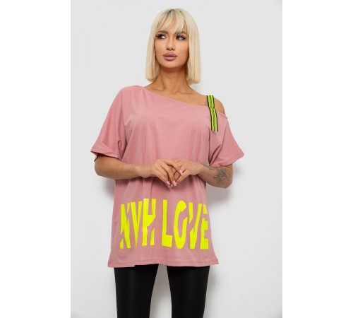 Футболка женская с принтом, цвет пудровый, 244R2158