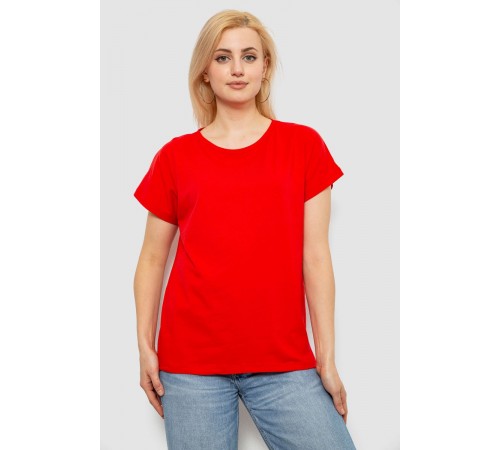 Футболка жіноча однотонна, колір червоний, 244R2300