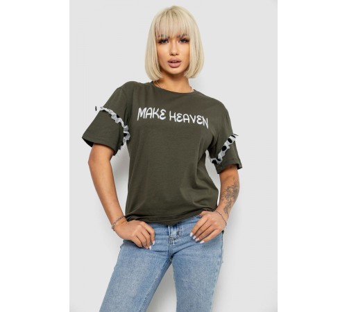 Футболка жіноча з принтом, колір хакі, 244R2351