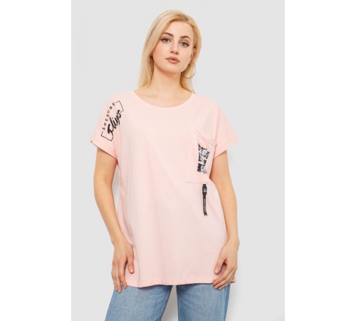 Футболка женская с принтом, цвет персиковый, 244R2413