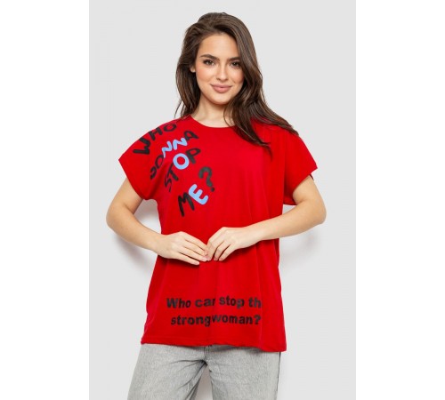 Футболка женская с принтом, цвет красный, 244R3001