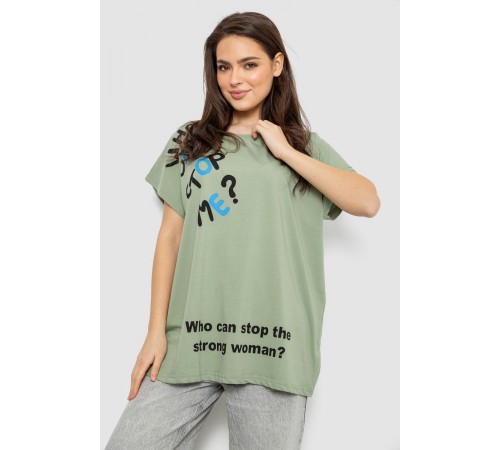 Футболка женская с принтом, цвет оливковый, 244R3001