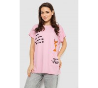 Футболка жіноча з принтом, колір рожевий, 244R3002