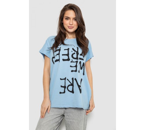 Футболка жіноча з принтом, колір блакитний, 244R3003