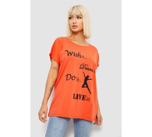 Футболка женская с принтом, цвет оранжевый, 244R3004