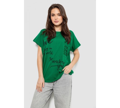 Футболка жіноча з принтом, колір зелений, 244R3011
