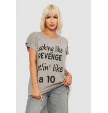 Футболка женская с принтом, цвет серый, 244R3013-5