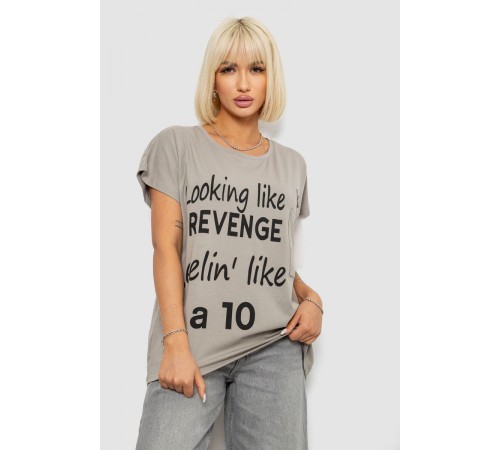 Футболка женская с принтом, цвет серый, 244R3013-5