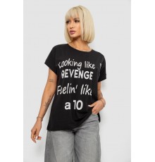 Футболка женская с принтом, цвет черный, 244R3013-5